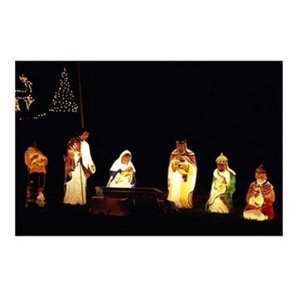Superstock Superstock SAL13705471 Figurines Depicting Nativity Scene Lit Up At Night Poster Print; 24 x 18 SAL13705471